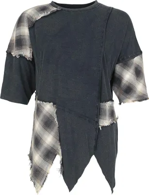 Produktbild von Black Premium by EMP Damen schwarzes Oversize T-Shirt mit Karomuster XL