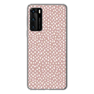 Produktbild von MuchoWow® Handyhülle Schutzhülle Hülle für Huawei P40 Polka dots - Weiß - Rosa Silikon Softcase Handy Hülle - Handytasche