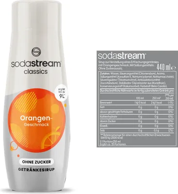 Produktbild von SodaStream Orange ohne Zucker Sirup 440ml, Dessertsirup, Orange, 440 ml, Flasche, Flasche