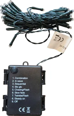 A string of LED lights with a control box.