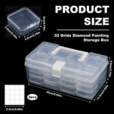 Obrázok produktu pre Plastová Úložná Krabica, 32 Prihradiek, Priehľadná Krabička na Šperky pre Korálky, na Organizáciu