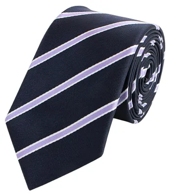 Produktbild von Fabio Farini - 1 Stück Herren Krawatte Schwarz - verschiedene Schwarze Männer Schlips in 6cm Schmal (6cm), Schwarz Lila Weiß - Dark/Light Lavender/Eternal Dream