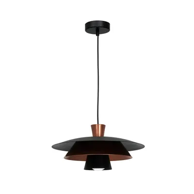 Zdjęcie produktu dla Lampa wisząca czarno-miedziana dekoracyjna Plato 1xE27 15W Luminex