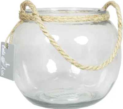 Produktbild von INNA-Glas Kerzen Kugelvase Davy aus Glas, mit Henkel, klar, 15 cm, Ø 18 cm - Kerzenglas