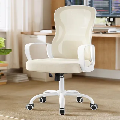 Produktbild von SONGMICS Bürostuhl ergonomisch, Drehstuhl mit Netzgewebe, Schreibtischstuhl mit Lendenstütze, Wippfunktion, Armlehnen, für Arbeitszimmer, Schlafzimmer