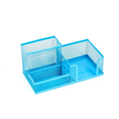 Immagine prodotto di Leviatan organizzatore da scrivania | portapenne portapenne in metallo organizzatore da scrivania | vassoio da ufficio con rete porta appunti | 205x103x98mm blu