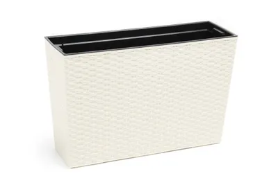 Image de Jardinière WERBENA RATTAN en plastique beige 56x19x37cm