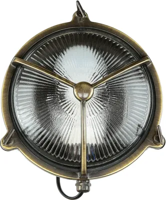 Produktbild von Außenleuchte Wand Hof Haus IP64 E27 Glas Messing massiv Maritim Wandlampe außen