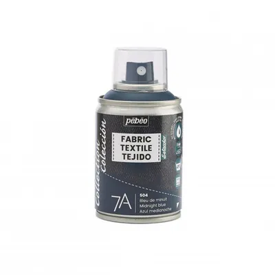 A spray can of fabric paint on a white background.