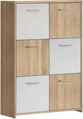 Produktbild von Kommode >Odessa< in Sonoma-Eiche Weiß - 77.2x112.7x29.6cm (BxHxT)