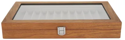 Image de Vitrine pour stylos plume en bois, organiseur, bois de noyer, coffret cadeau de rangement pour 12 stylos