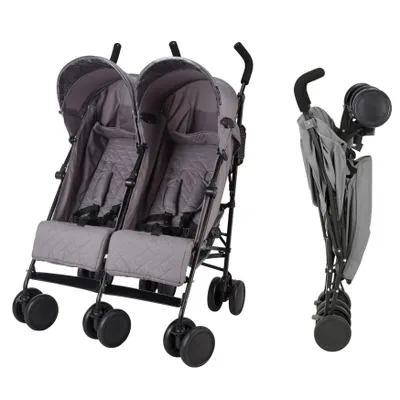 Image de X Adventure poussette jumelle / poussette duo / poussette double / poussette jumelle - châssis léger en aluminium - deux dossiers réglables - Gris