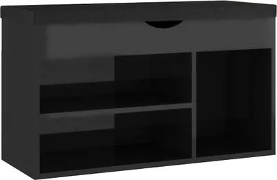 Obrázek produktu pro vidaXL Lavice na boty s polštářem Vysoce lesklá černá 80x30x47cm Dřevěný materiál