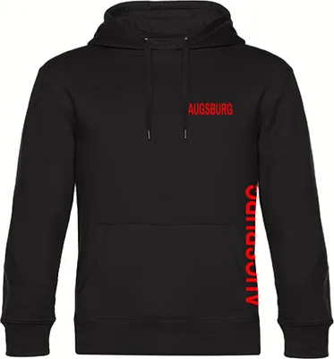 Produktbild von multifanshop Kapuzen Sweatshirt - Augsburg - Brust & Seite, schwarz, Größe S