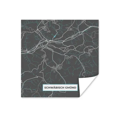 Produktbild von MuchoWow® Poster Blau - Deutschland - Karte - Stadtplan - Schwäbisch Gmünd 100x100 cm - Babyzimmer