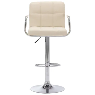 Produktbild von vidaXL Barhocker Creme Stoff modern höhenverstellbar drehbar verchromt 53x52x(92-112) cm