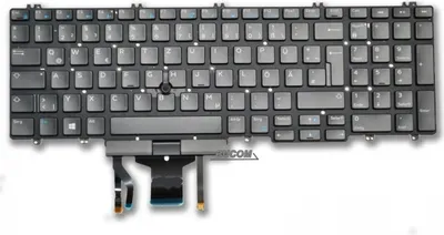 A black laptop keyboard with attached ribbon cables against a white background.