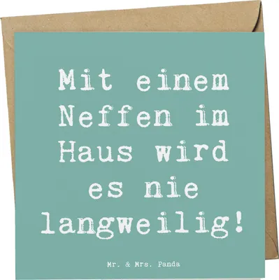 Produktbild von Mr. & Mrs. Panda Grußkarte Spruch Neffe Spaß - Meeresbrise - Geschenk, Bindung, Lachen, Weihnachten, persönliche Erinnerungen, Geschenkideen, Glückwunschkarte, Dankeschön