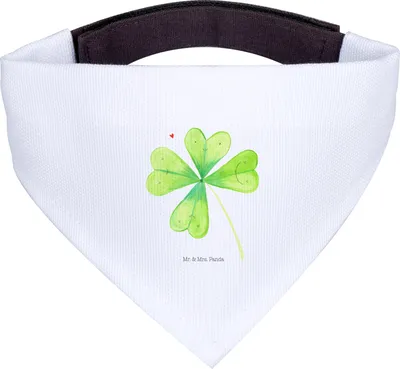 Produktbild von Mr. & Mrs. Panda Hunde Halstuch Blume Kleeblatt - Weiß - Geschenk, Umzug, Tuch, Garten, Für, Glücksbringer, Motivation, Hund, Hundehalstuch, Glück, Neuer Job
