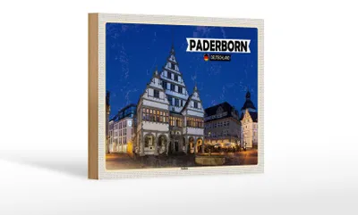 Produktbild von Holzschild Städte Paderborn Rathaus Altstadt Dekoration 18x12 cm