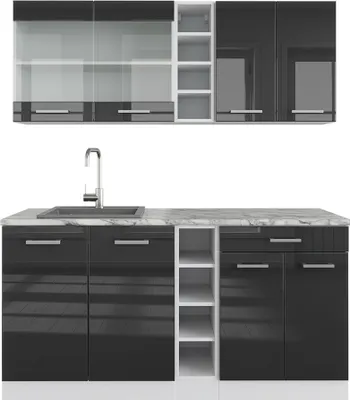Produktbild von Vicco Singleküche R-Line, 160 cm ohne Arbeitsplatte, Anthrazit Hochglanz/Weiß