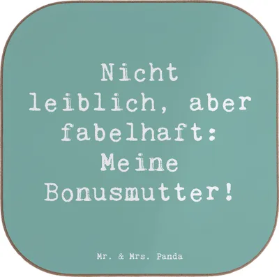 Produktbild von Mr. & Mrs. Panda Untersetzer Glas Spruch Bonusmutter - Meeresbrise - Geschenk, Familienmitglieder, für Gläser, Liebe, Elternteil, kreative Ideen, Tassenuntersetzer
