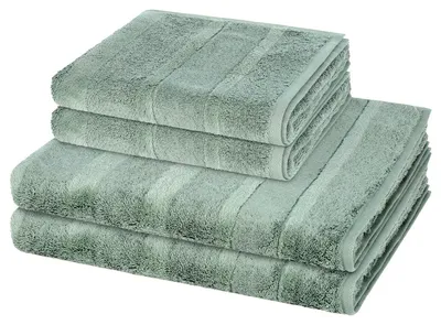Produktbild von Cawö Noblesse 2 X Handtuch 2 X Duschtuch im Set Hochwertige Baumwolle für besten Komfort, Elegantes Design mit Veloursstreifen, Pflegeleicht und ideal für den Alltag grün 4er Set