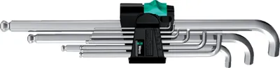 Produktbild von Wera 950/9 Hex-Plus 4 Winkelschlüsselsatz, metrisch, gestellverchromt, 9-tlg.