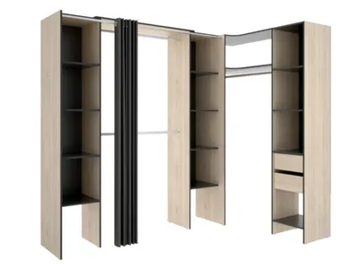 Produktbild von Kleiderschrank Kleiderschranksystem - B. 164/234 cm - Eichefarben  & Anthrazit - DORIAN