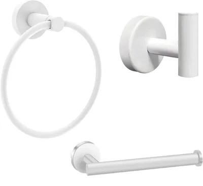 Image de Solidchoice - Ensemble d'accessoires de salle de bain en acier inoxydable, comprenant un porte-serviettes et un porte-rouleau de papier toilette
