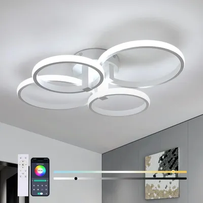Produktbild von Dimmbarer LED-Deckenleuchte mit Fernbedienung und 4 Runden Ringen