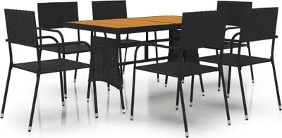 Obrázek produktu pro vidaXL 7dílný zahradní jídelní set Poly ratan černý