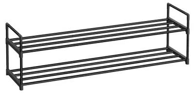 Schuhregal 2-stufig, stapelbar, 30x116x34 cm, schwarz