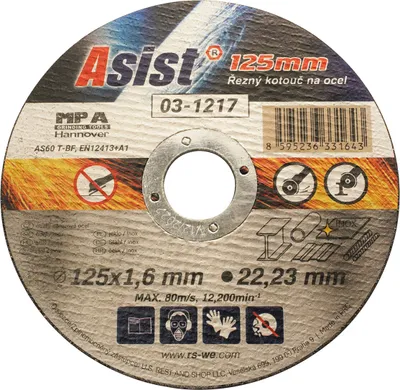 Obrázok produktu pre Kotúč na rezanie kovov 125x22,23x1,6mm ASIST 03-1217