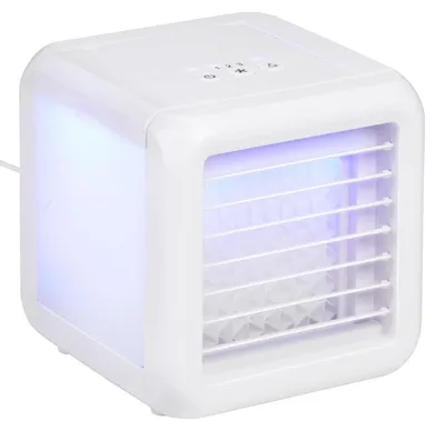 Image de Mini climatiseur Lifetime Air - Climatiseur portable sans tuyau d'évacuation d'air, ventilateur à refroidissement par eau - Humidificateur d'air à 3 vitesses avec 2 éléments de refroidissement - 16 x 16 x 16,5 cm