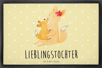 Produktbild von Mr. & Mrs. Panda Schmutzmatte Fuchs Mama 40 x 60 cm - Gelb Pastell - Geschenk, fußmatte, Bodenvorleger, flurmatte, Fussmatte, Schoß, Muttertag, Umarmen, Schmutzfangmatte