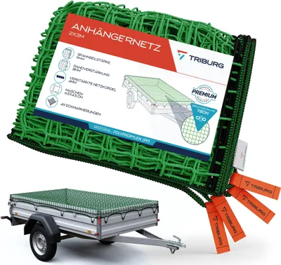Produktbild von TRIBURG Anhängernetz 2x3 m mit Eckmarkierungen und Randverstärkung I Ladungssicherung I Anhängerzubehör I Transportnetz