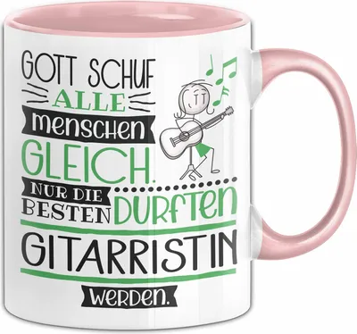 Produktbild von Gitarristin Geschenk Becher Tasse Gott Schuf Alle Menschen Gleich Nur Die Besten Durfeten Gitarristin Werden Geschenkidee Lustig (Rosa)