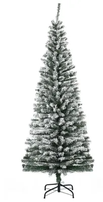 Zdjęcie produktu dla Smukła sztuczna choinka ze śniegiem, 180 cm, zielona