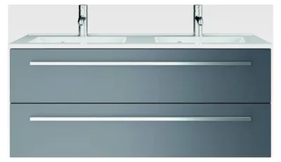Produktbild von Waschtischunterschrank 120 x 50 cm mit Doppelwaschtisch, Libato Badmöbel, Badezimmerunterschrank in Arktisgrau