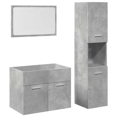 Produktbild von vidaXL 3-tlg. Badmöbel-Set Betongrau Holzwerkstoff