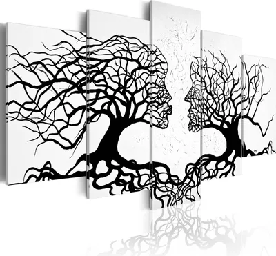 Produktbild von Leinwandbilder 200x100 cm a-A-0104-b-m Vlies Leinwandbild 5 tlg Kunstdruck modern Wandbilder XXL Wanddekoration Design Wand Bild ABSTRAKT BÄUME KUSS