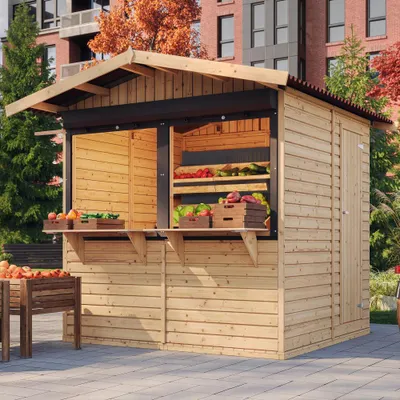 Produktbild von Holz Gartenhaus, Marktbude Holz - 253x263/4m2 TIMBELA M149Z