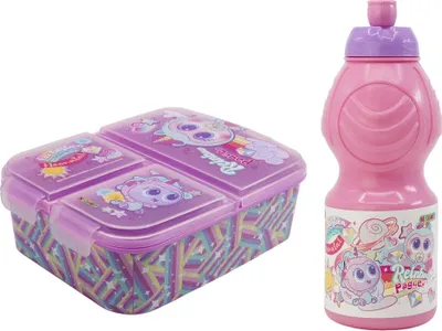 Produktbild von KSIMERITOS Kinder Mädchen 2 tlg Set 3 Kammern Brotdose Trinkflasche 400 ml