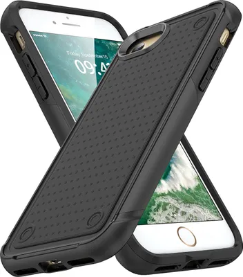 Produktbild von Für iPhone 8 / 7 /iPhone SE 2020 / SE 2022 Hülle Militärqualität Stoßfest Hybrid 2 in 1 Hart PC Weich TPU Handyhülle Schwarz