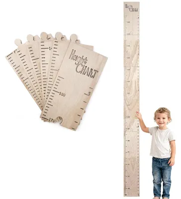 Imagen del producto de Omgoods - Regla de madera para niños - Gráfico de crecimiento de 40 a 180 cm para decoración