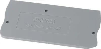 Immagine prodotto di Coperchio di chiusura Phoenix Contact D-PT 2,5-MT, colore grigio, materiale: poliammide (PA), compatibile con la morsettiera di separazione PT 2,5-MT
