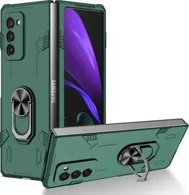 Immagine prodotto di Custodia Galaxy Z Fold2, robusta custodia rigida in PC, antiurto, supporto ad anello, supporto protettivo per Samsung Galaxy Z Fold 2 5G verde