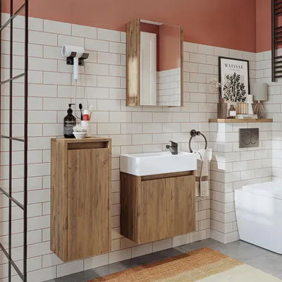 Produktbild von Roomart MINI-50 Badmöbel-Set 4-teilig 49 cm breit, Eiche