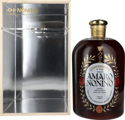 Produktbild von Amaro Nonino Quintessentia Di Erbe Liquore 35% Vol. 6,3l in Holzkiste mit Dosierpumpe